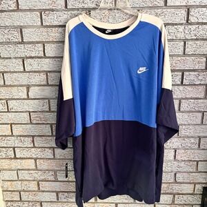 Nike Mens Colorblock T-Shirt Blue Navy Cream 4XL Tall NWT
